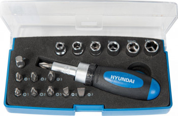 Set chei clichet cu biti si tubulare Hyundai HY-40215 17 piese 