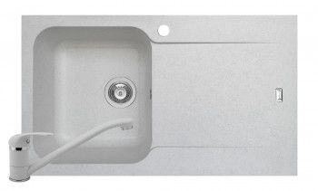 Set Pyramis Level DUROTHEK si baterie dimensiune 860x500mm adancime 210mm cuva stanga soft compozit alb