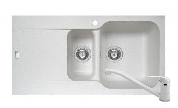Set Pyramis Level DUROTHEK si baterie dimensiune 960x500mm adancime 210mm cuve dreapta soft compozit alb
