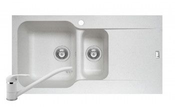 Set Pyramis Level DUROTHEK si baterie dimensiune 960x500mm adancime 210mm cuve stanga soft compozit alb