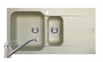 Set Pyramis Level DUROTHEK si baterie dimensiune 960x500mm adancime 210mm cuve stanga soft compozit bej 