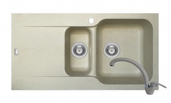 Set Pyramis Level DUROTHEK si baterie OSSIA dimensiune 960x500mm adancime 210mm cuve dreapta soft compozit bej 