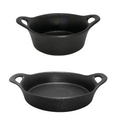 Set 2 tavi ceramica rotunde cuptor RAKI 12 5x5 5cm 21x6cm culoare neagra 