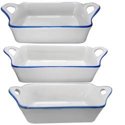 Set 3 tavi ceramica cuptor RAKI 18 8x18 8x6 5cm 27x16 5x6 7cm 20 3x12x6cm culoare alba