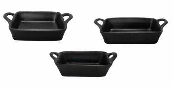 Set 3 tavi ceramica cuptor RAKI 18 8x18 8x6 5cm 27x16 5x6 7cm 20 3x12x6cm culoare neagra 