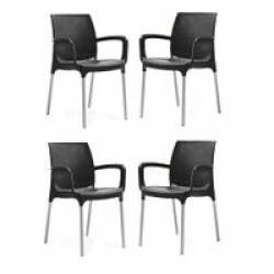 Set 4 scaune balcon SUNSET culoare neagra 55x58x82cm 