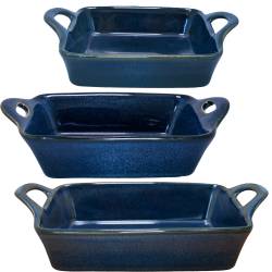 Set 4 tavi ceramica cuptor RAKI 18 8x18 8x6 5cm 27x16 5x6 7cm 20 3x12x6cm culoare albastra 