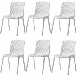 Set 6 scaune terasa ROYAL culoare alb 52x50xh83cm polipropilen fibra sticla 