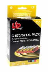 Set cartuse cerneala UPRINT CJ571XLUPP5 NegruCyanMagentaGalben 22 ml + 4x 11 ml compatibil PGI570XL CLI 571XL 