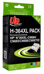 Set cartuse cerneala UPRINT HJ364XLUPP4 NegruCyanMagentaGalben 1 x 20 ml si 3 x 12 ml compatibil CN684CN685CN686CN687 