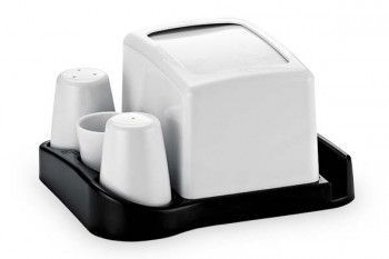 Set suport servetele masa cu solnita si pipernita RAKI 19x20x12cm 