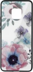 Husa Huawei Mate 20 Pro Just Must Glass Diamond Print Flowers White 