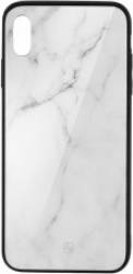 Husa iPhone XS Max Just Must Glass Print White Marble 