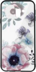 Husa Samsung Galaxy J6 Plus Just Must Glass Diamond Print Flowers White Backgound 