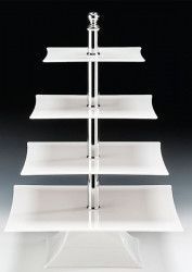 Stand prezentare din policarbonat cu patru niveluri alb Raki 20x25x30x35cm 