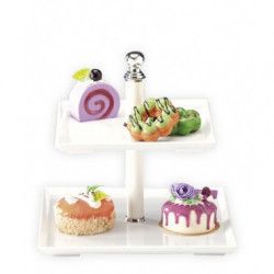 Stand prezentare melamina cu 2 nivele ALB 23x25x23cm 