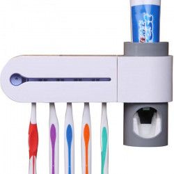Suport pentru periute de dinti sterilizator antibacterian cu lumina ultraviolete suport 5 periute si dispenser pasta de dinti 