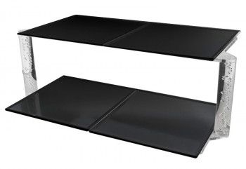 Suport acrilic 2 nivele cu patru tavi de melamina patrate BLACK 