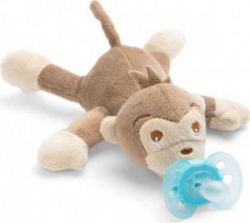 Suzeta cu jucarie moale Philips SCF348/12 Maimuta Ultra soft snuggle 