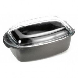 Tava adanca de copt ANTIK ARS cu capac sticla 40x21x16cm-6l 