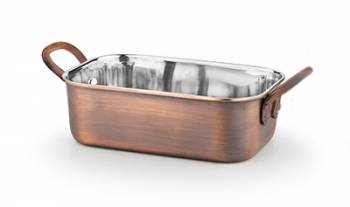 Tava cuptor servire dreptunghiulara RAKI ANTIQUE inox cu strat cupru 14 5x9 5x4 5cmcm 450ml 