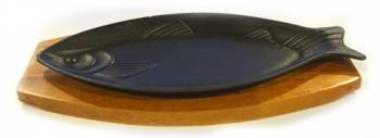 Tava fonta peste ETNO 29x13 5cm mica MN0198213 cu suport lemn 
