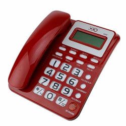 Telefon Cu Fir De Birou Afisaj LCD Ceas Functie Hold Calculator Rosu