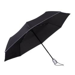 Umbrela telescopica neagra cu margine gri deschidere si inchidere automata ∅ 112cm