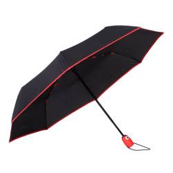 Umbrela telescopica neagra cu margine rosie deschidere si inchidere automata ∅ 112cm 