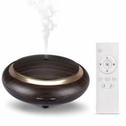 Umidificator cu ultrasunete si aromaterapie cu telecomanda 7 culori de lumina 150ml lemn inchis KS-027D