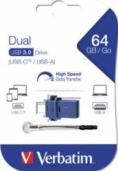 USB Flash Drive Verbatim 3.0 USB C 64GB Negru Albastru