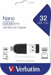USB Flash Drive Verbatim Store Nano Go USB 2.0 32GB + Adaptor OTG 