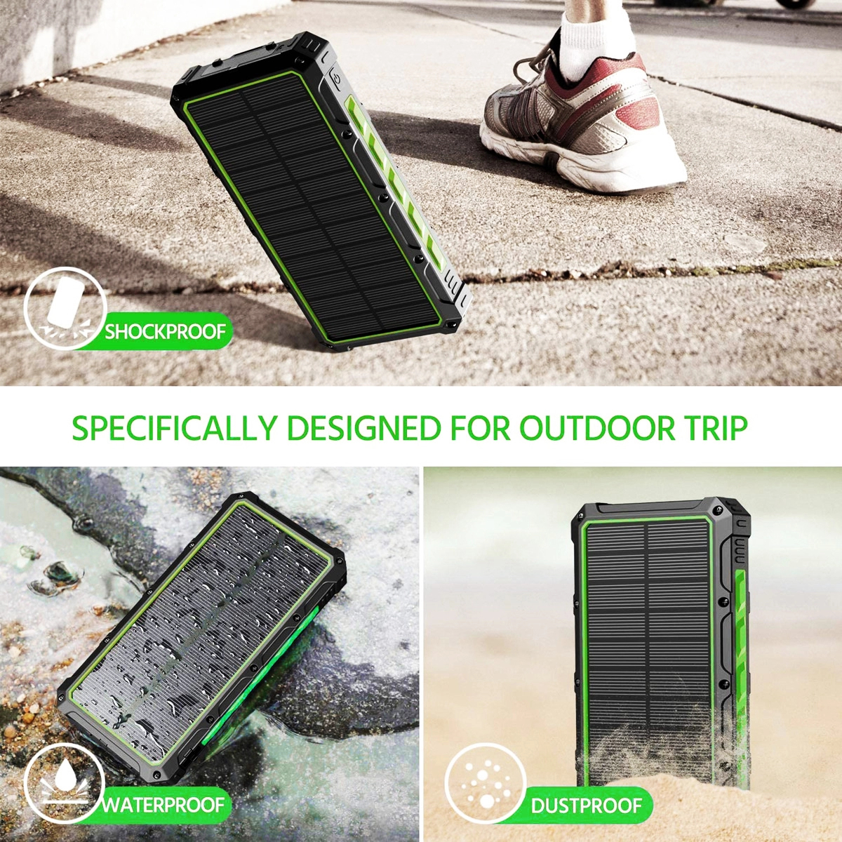 Power bank Baterie externa solara A+ Emeszon Power Bank 36000 mAh Type ...