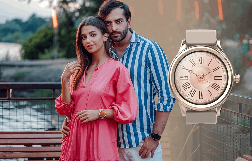 Smartwatch Amoled Display Forever ICON AW-100 culoare roz auriu