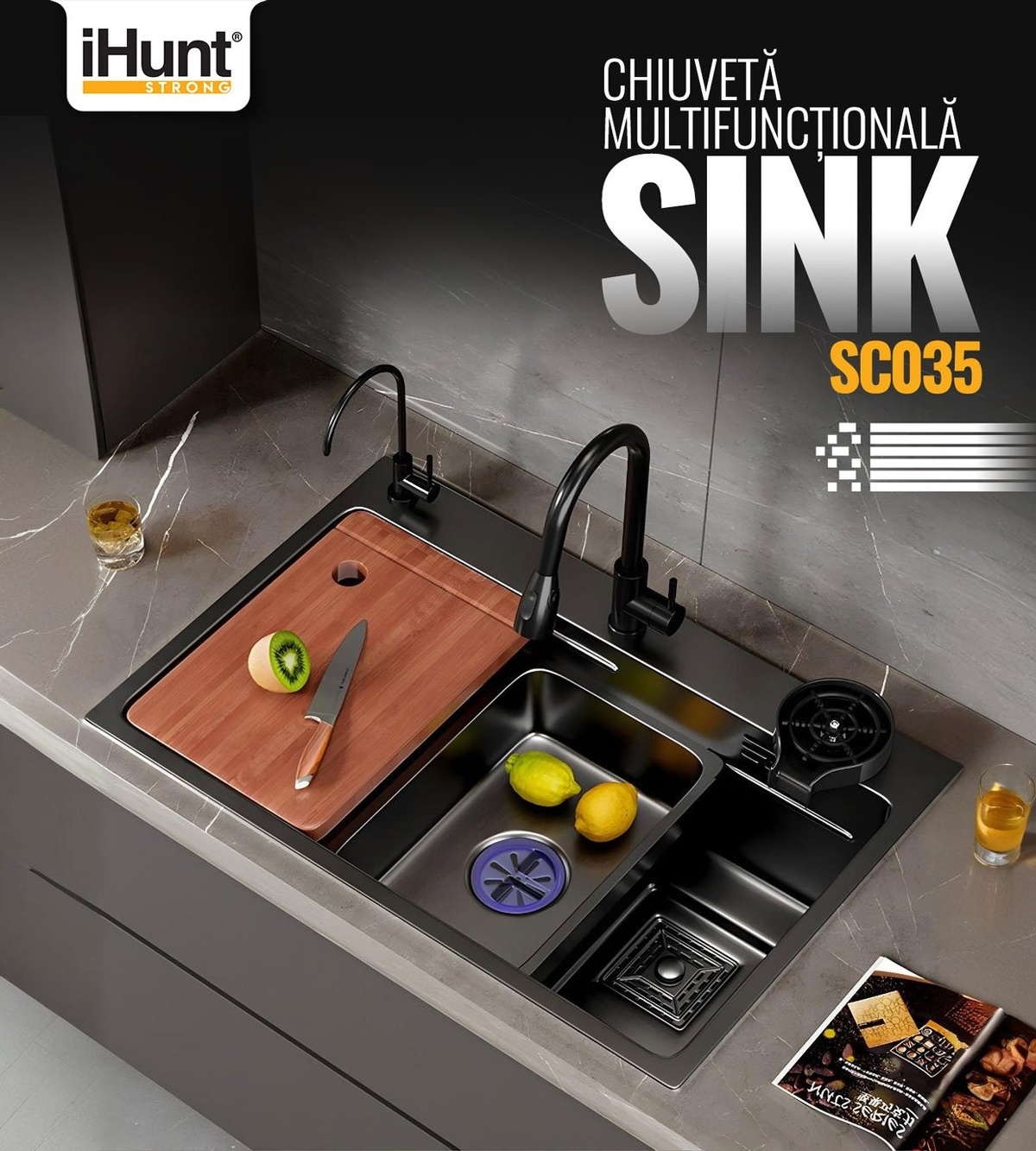 Chiuveta multifunctionala iHunt Sink SC035 robinet apa filtrata sistem ...