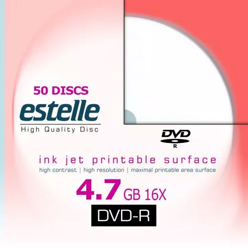 DVD-R estelle inkjet printabil 4.7GB full surface viteza 16x - pachet ...