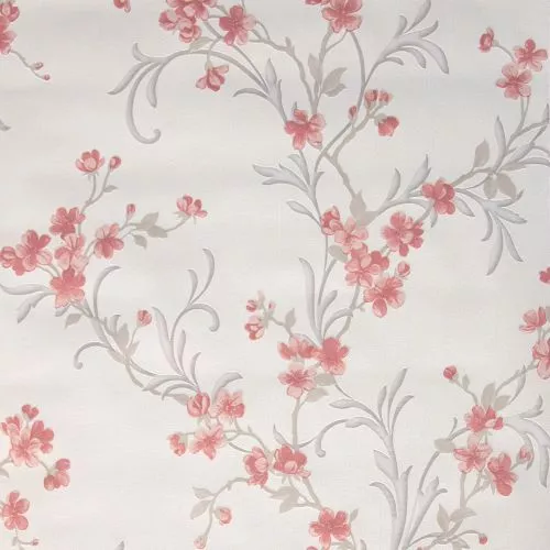 Indoors shape bush Tapet floral fond alb flori pe rosu zmeura cu sclipici foarte fin la DOMO