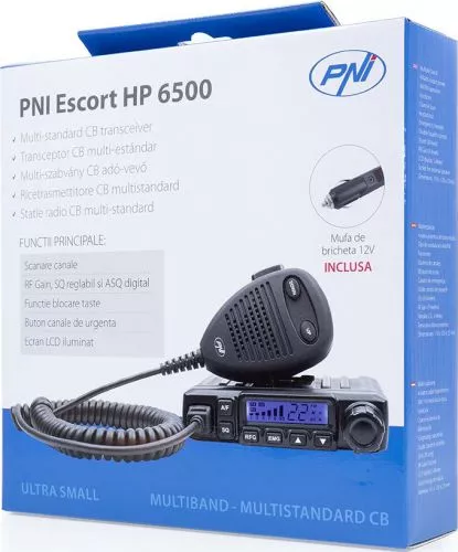 Statie Radio CB PNI Escort HP 6500 Echo, 12V, RF Gain, ASQ, Cu Modul De Ecou Si Roger Beep Inclus