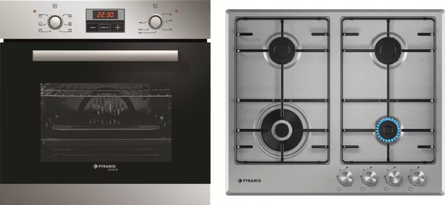 Pachet 2in1 Pyramis 4 Cuptor Electric 6 Functii Clasa A Timer Electronic Si Plita Gaz Finisaj Inox 202000193