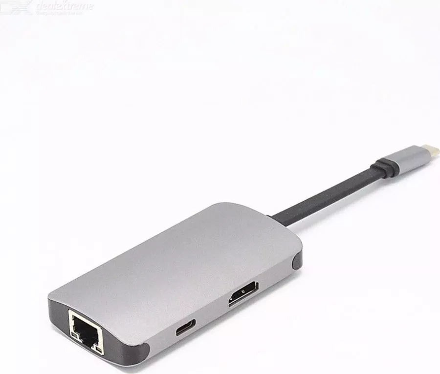 Hub MTP Type C 5 in 1 Metalic pentru Macbook/Macbook Pro/LAPTOP la Rj45