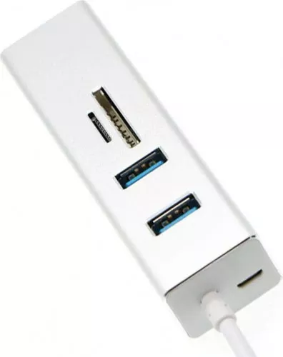 Adaptor Metalic Type C Laptop MTP 5 in 1 la RJ45 Enthernet 2 USB 3.0 SD ...