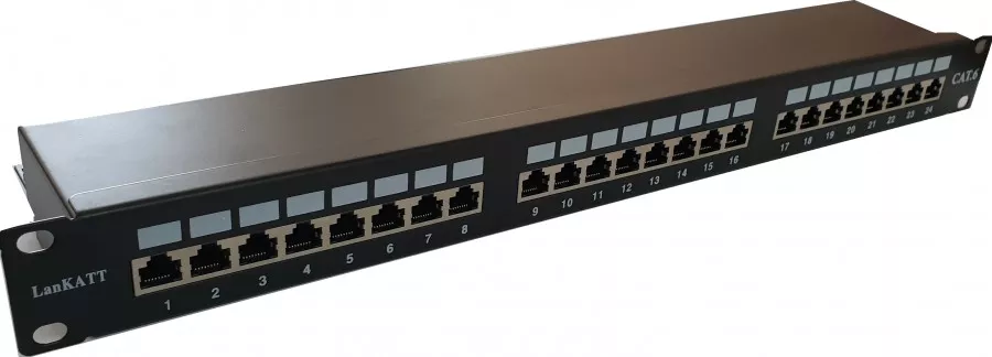Patch Panel 19 cat6 LanKATT FTP/STP 24port x RJ45 -1U cu suport de cabluri