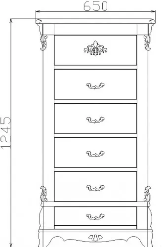 Comoda royal 5 sertare lemn masiv alb roz 65 x 124 cm cmddrg118 - domo.ro