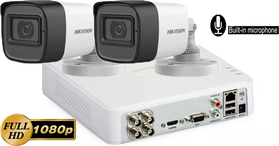 insect robbery Living room Hikvision 2 camere FullHD 1080p IR30m microfon incorporat la DOMO