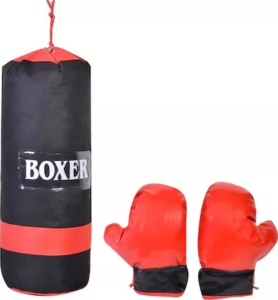 Discrimination Treaty Get drunk Set sac de box si manusi pentru antrenament copii 19x53 cm rosu/negru la  DOMO