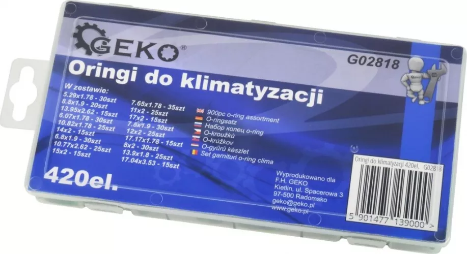 Set garnituri din cauciuc 420 piese 18 dimensiuni diferite Geko G02818