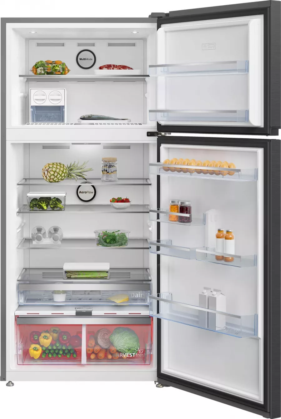 Frigider cu doua usi Beko RDNE650E40ZXBRN 630 L Clasa E AeroFlow HarvestFresh NeoFrost Dual Cooling ProSmart Inverter NoFrost Negru