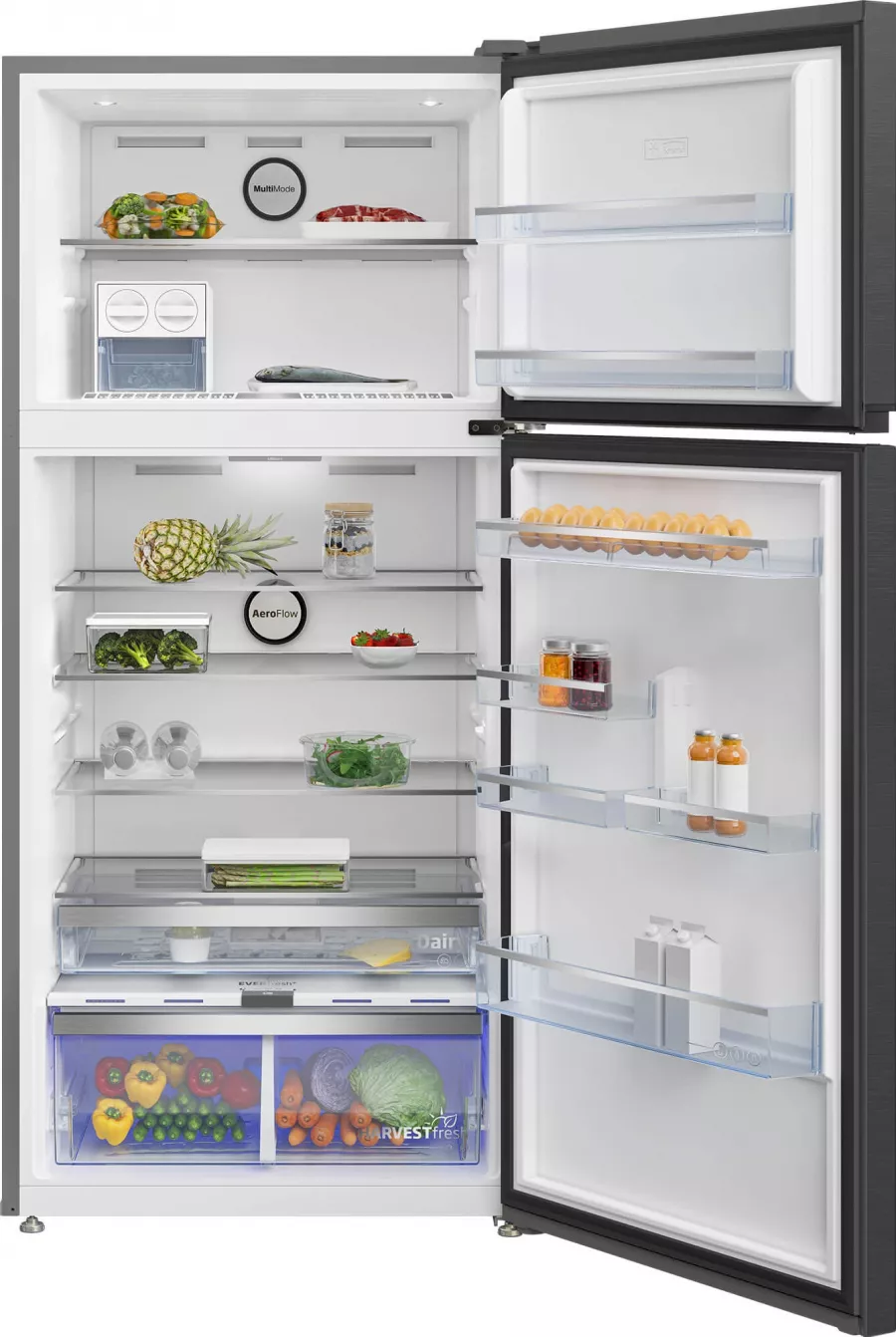 Frigider cu doua usi Beko RDNE650E40ZXBRN 630 L Clasa E AeroFlow HarvestFresh NeoFrost Dual Cooling ProSmart Inverter NoFrost Negru