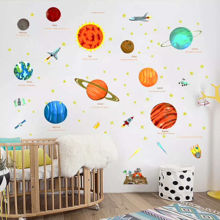 wine shape Until Sticker decorativ pentru camera copiilor cu Planete 30x38cm multicolor la  DOMO