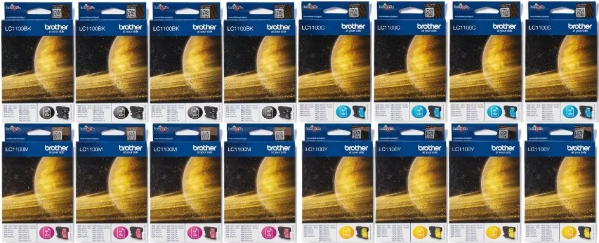 Lotto Cartucce Originali Brother LC1100 BK C M Y – 4 Colori – Sigillate Sottovuoto